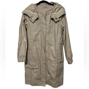 Cop Copine Mid Length Waterproof Linen & Cotton Blend Parka Jacket (Size 36/ S)